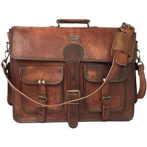 16" Vintage Handmade Leather Messenger Bag Satchel Bag for Men & Women, Medium